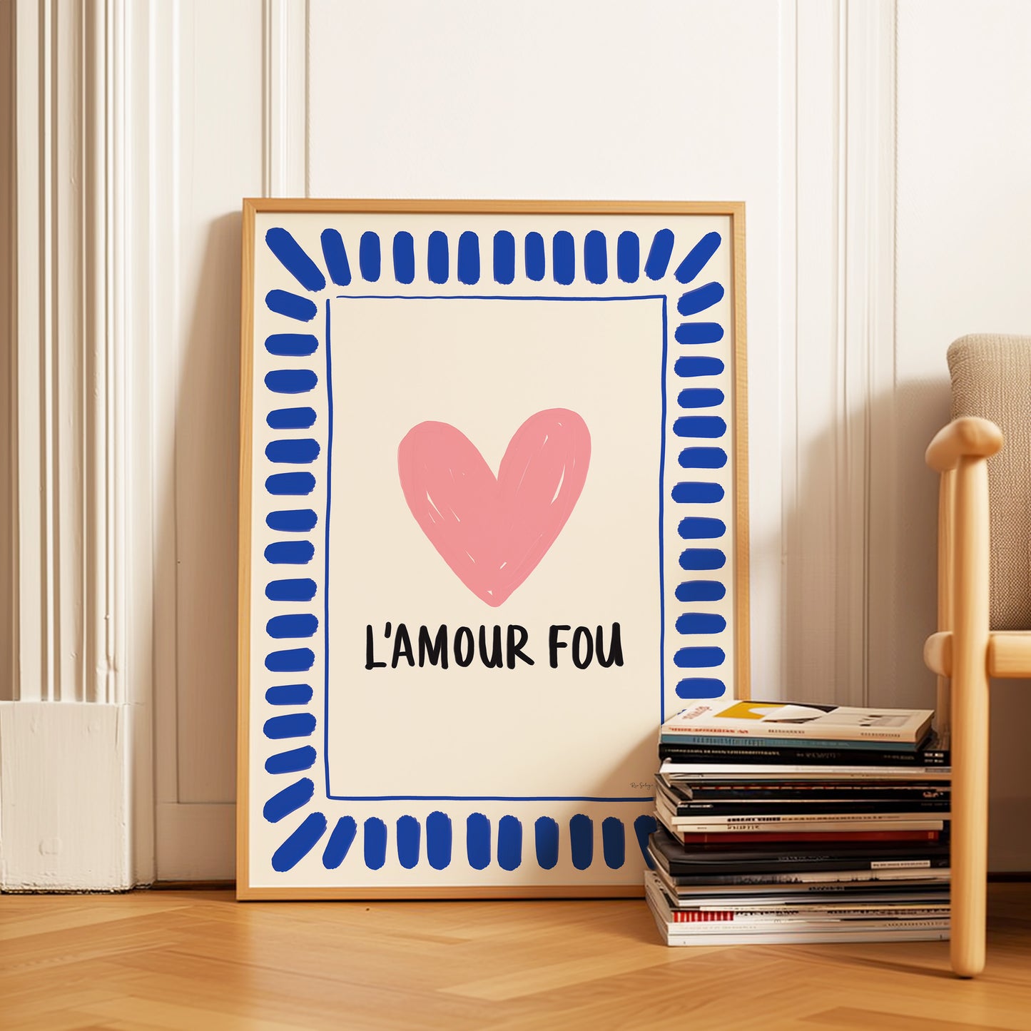 L’Amour Fou Art Print – Bold French-Inspired Heart Wall Art in Colourful Style