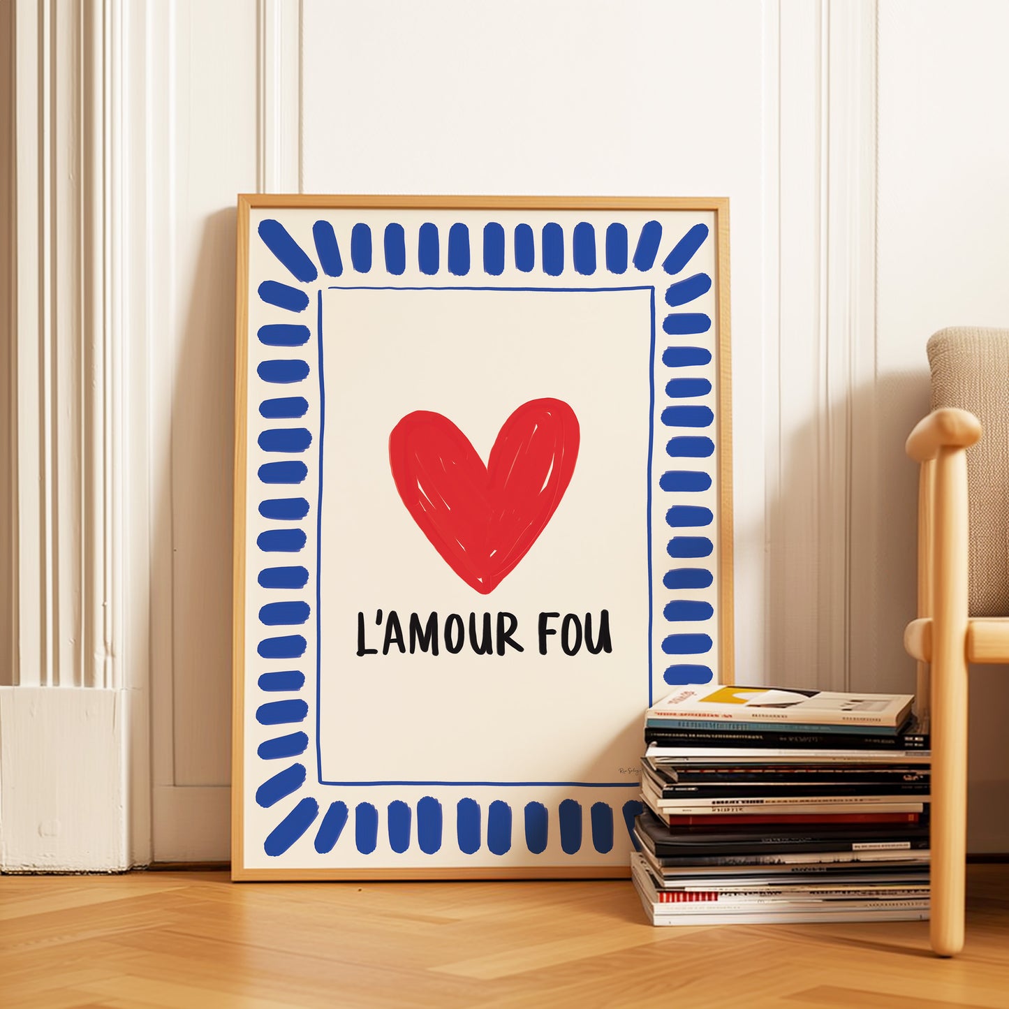 L’Amour Fou Art Print – Bold French-Inspired Heart Wall Art in Colourful Style