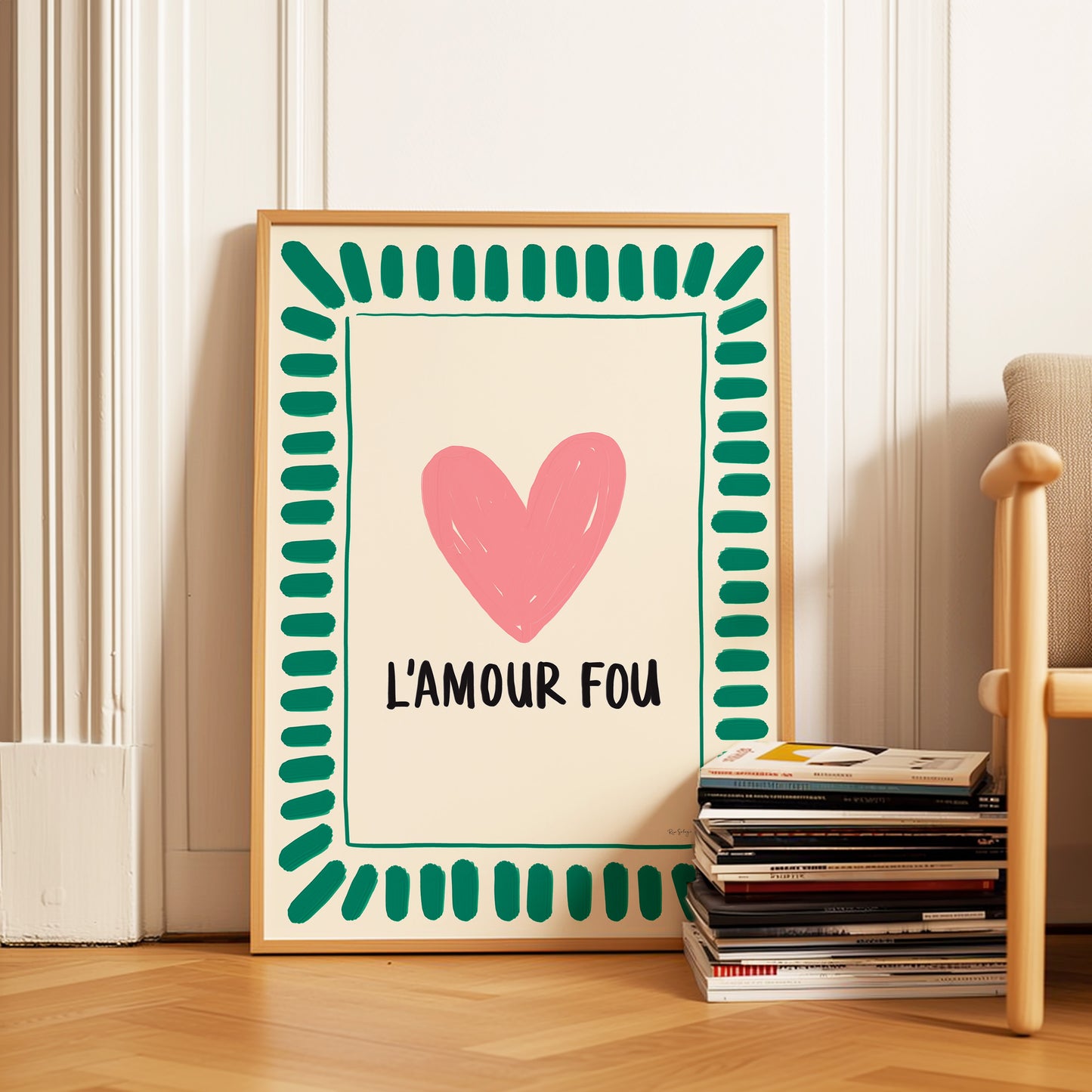 L’Amour Fou Art Print – Bold French-Inspired Heart Wall Art in Colourful Style