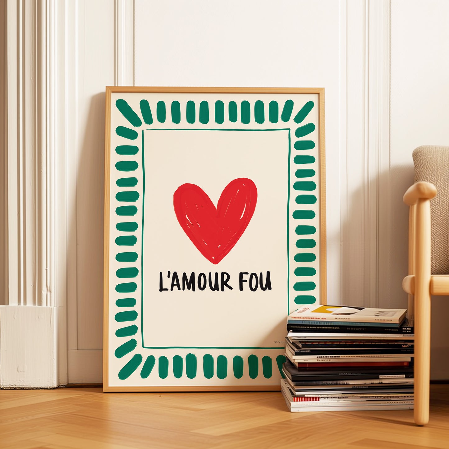 L’Amour Fou Art Print – Bold French-Inspired Heart Wall Art in Colourful Style
