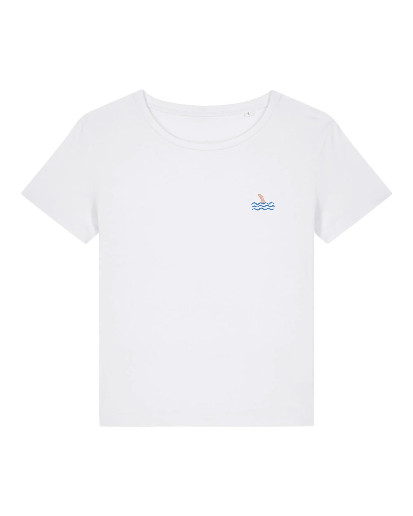 Women’s Organic Cotton T-Shirt – Minimal Ocean Illustration, White Tee