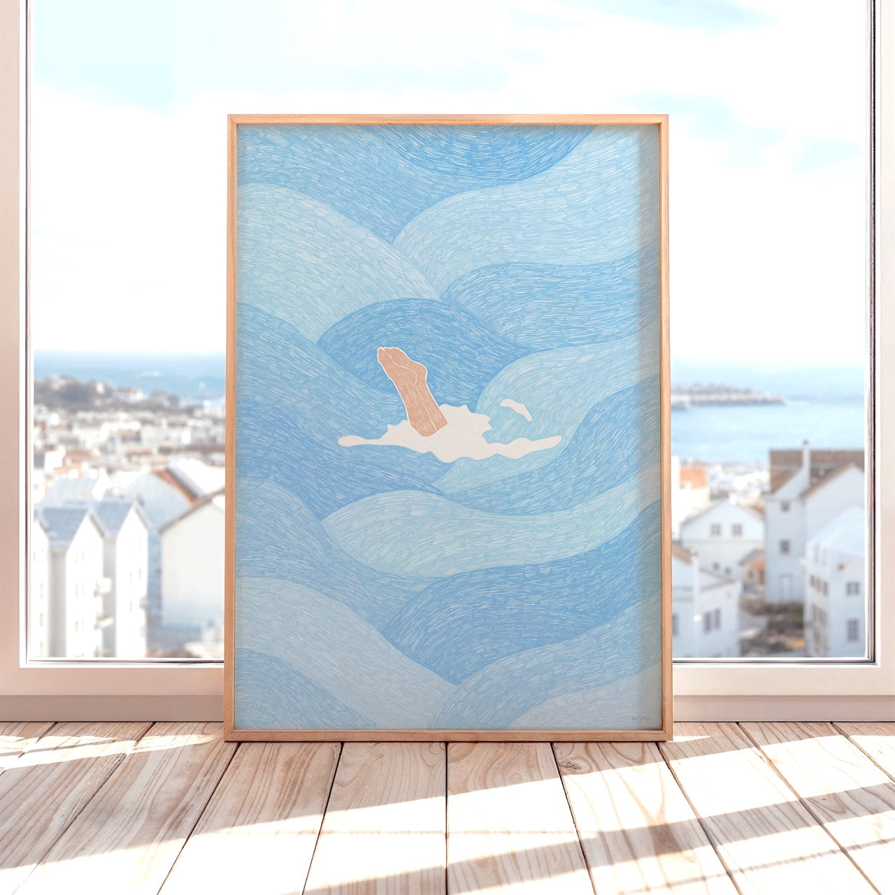 Diving into the Ocean Art Print (Blue)