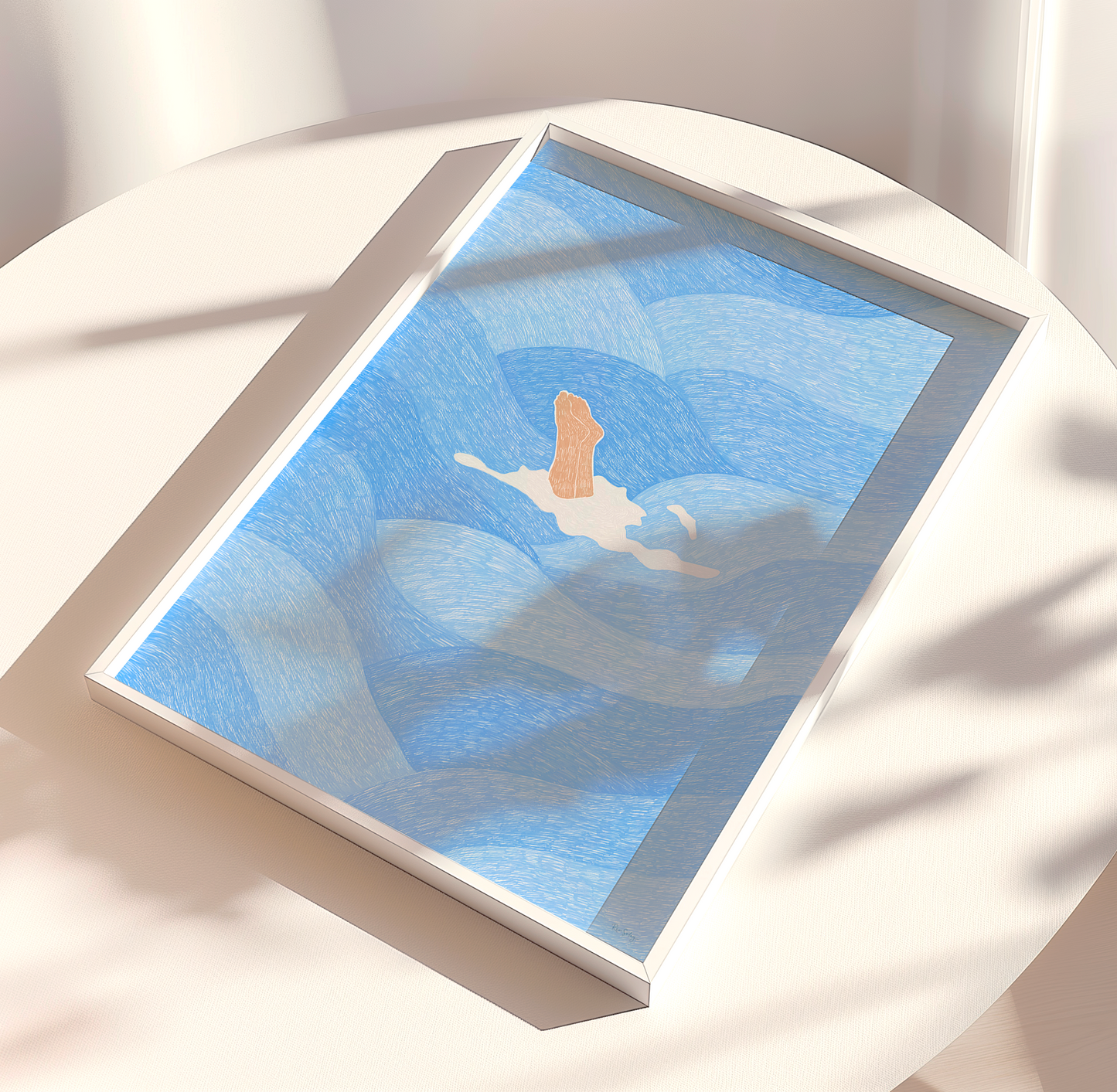 Diving Wall Art – Ocean Swimmer Print, Summer Waves Poster, Diver Wall Decor