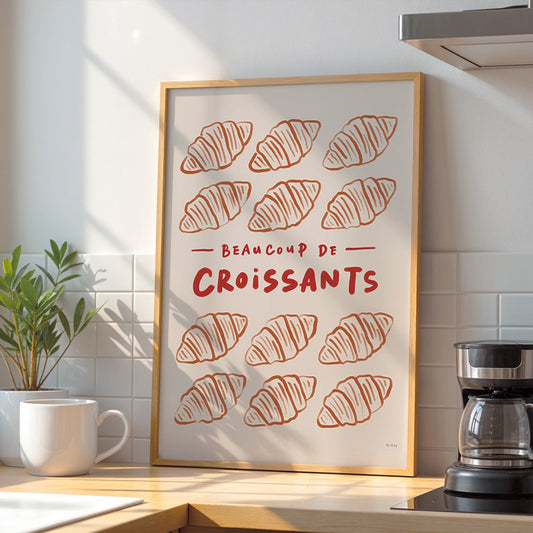 Beaucoup de Croissants - French Café Print - Croissant Wall Art