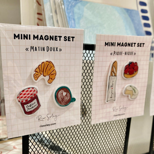 Handmade Mini Magnet Set – Apéro Time (Baguette, Wine & Camembert Cheese)