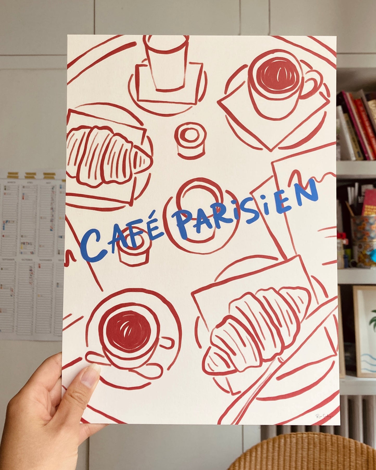 Café Parisien Art Print – French Café Table Wall Art in Oil Paint Style