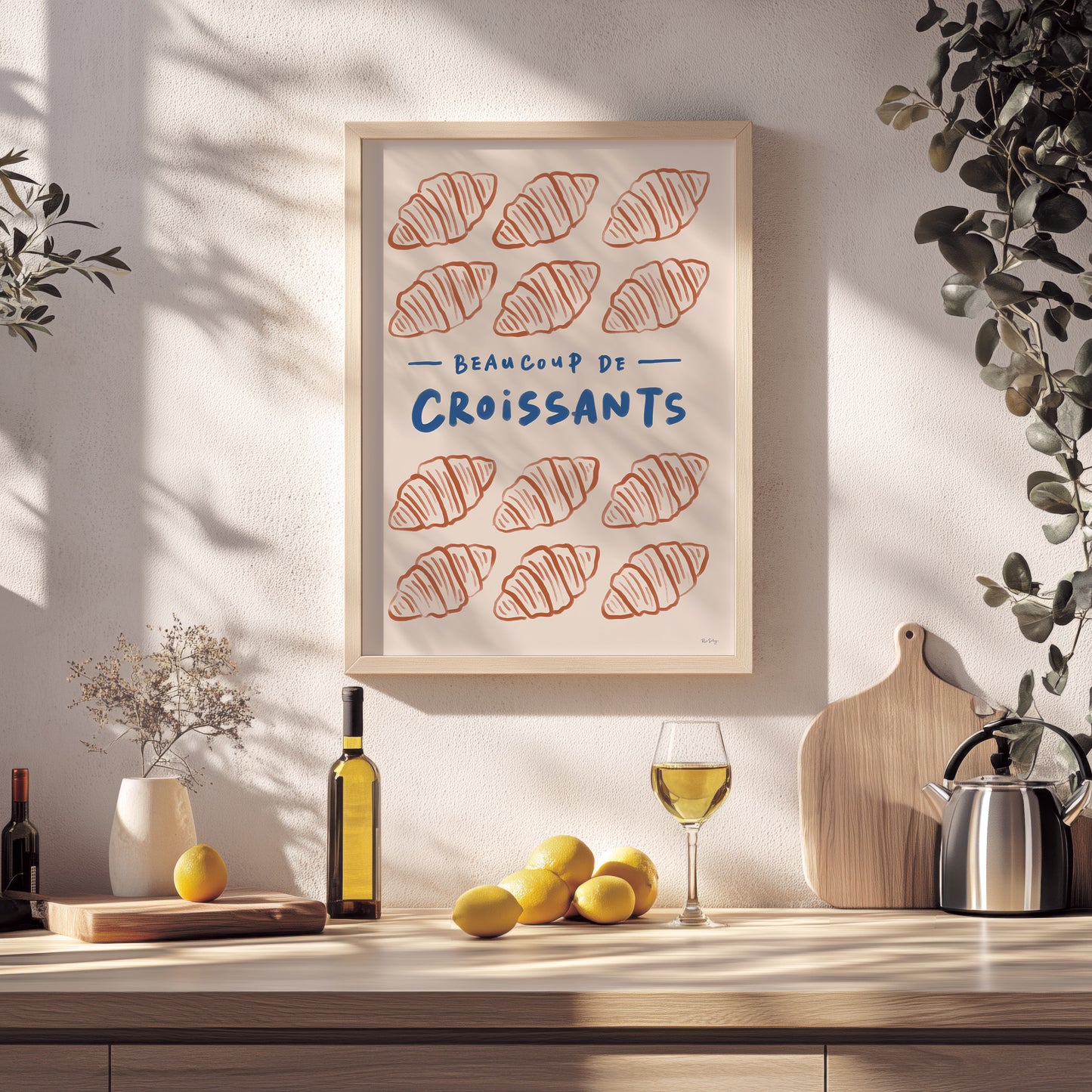 Beaucoup de Croissants - French Café Print - Croissant Wall Art