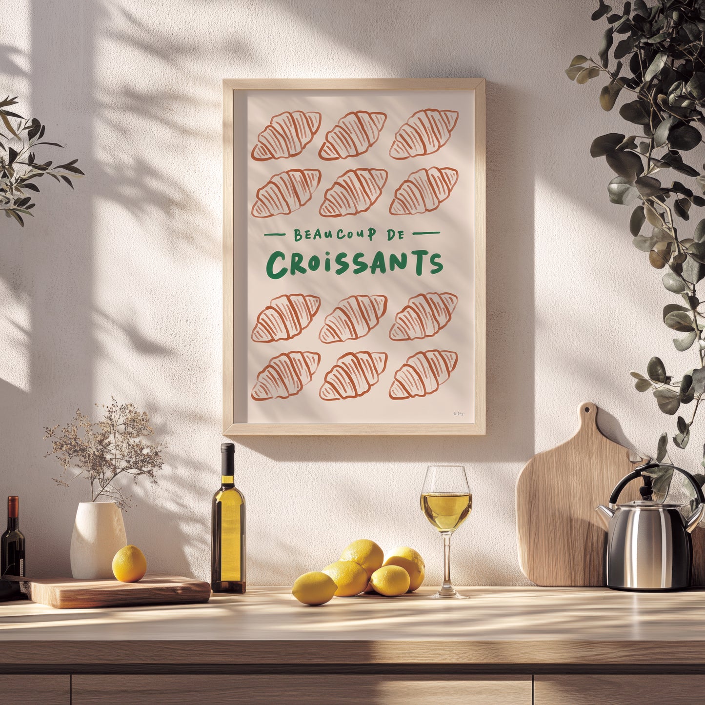 Beaucoup de Croissants - French Café Print - Croissant Wall Art