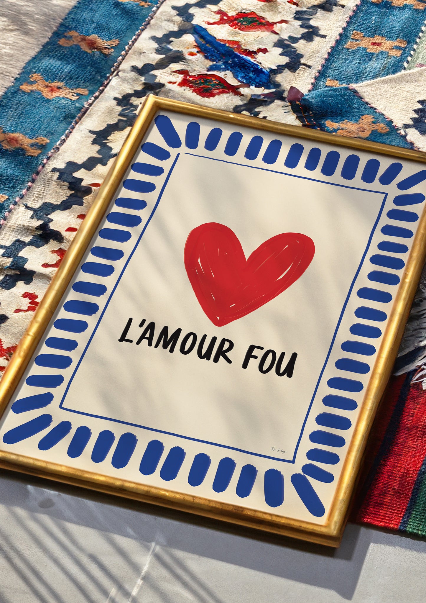 L’Amour Fou Art Print – Bold French-Inspired Heart Wall Art in Colourful Style