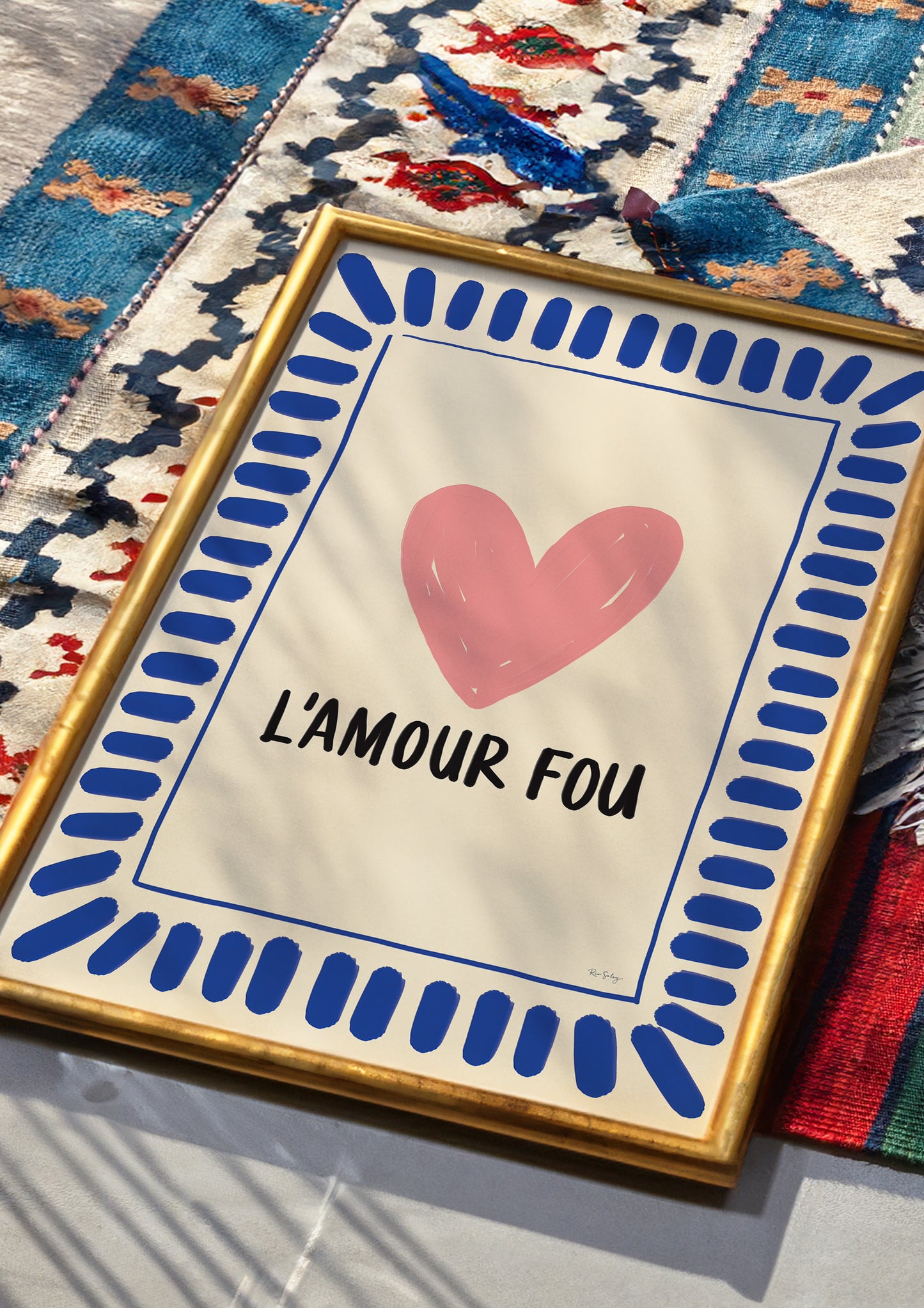 L’Amour Fou Art Print – Bold French-Inspired Heart Wall Art in Colourful Style
