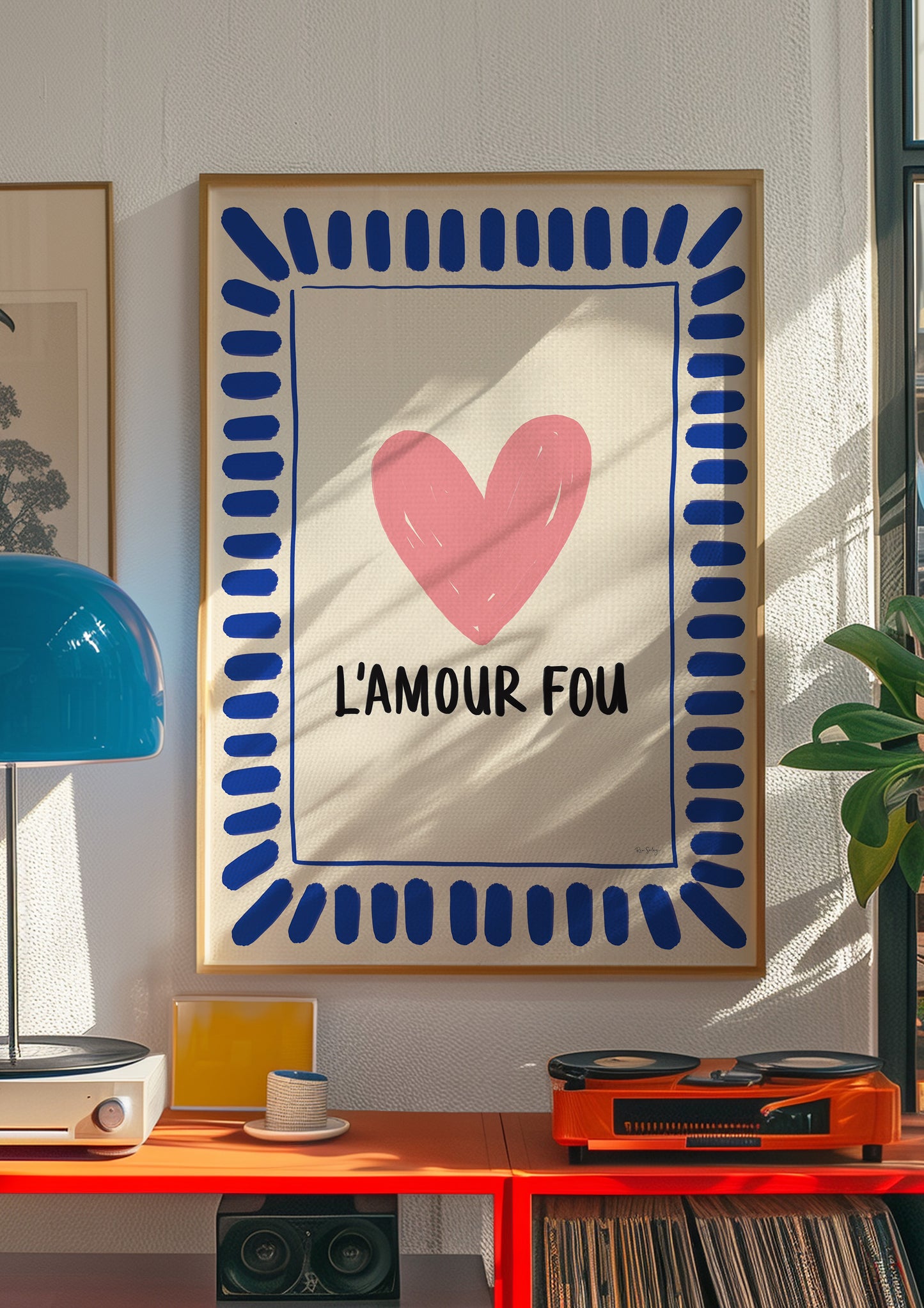 L’Amour Fou Art Print – Bold French-Inspired Heart Wall Art in Colourful Style