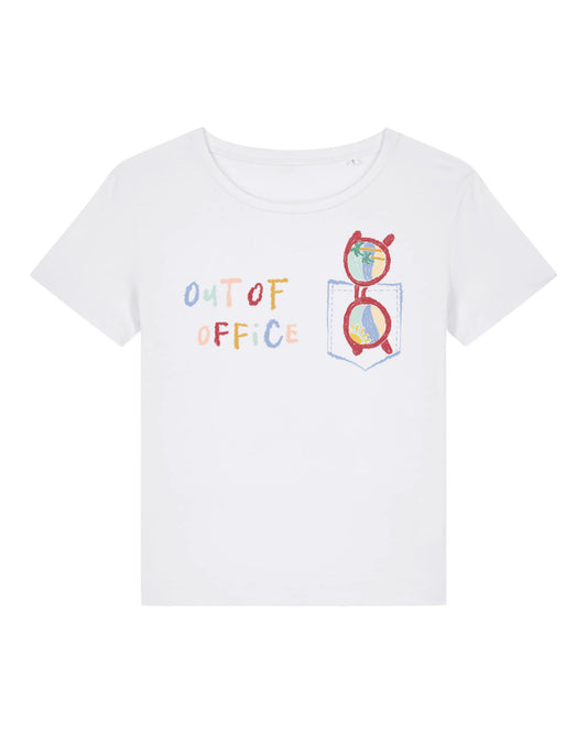 Women’s Organic Cotton T-Shirt – Out of Office Beach Illustration