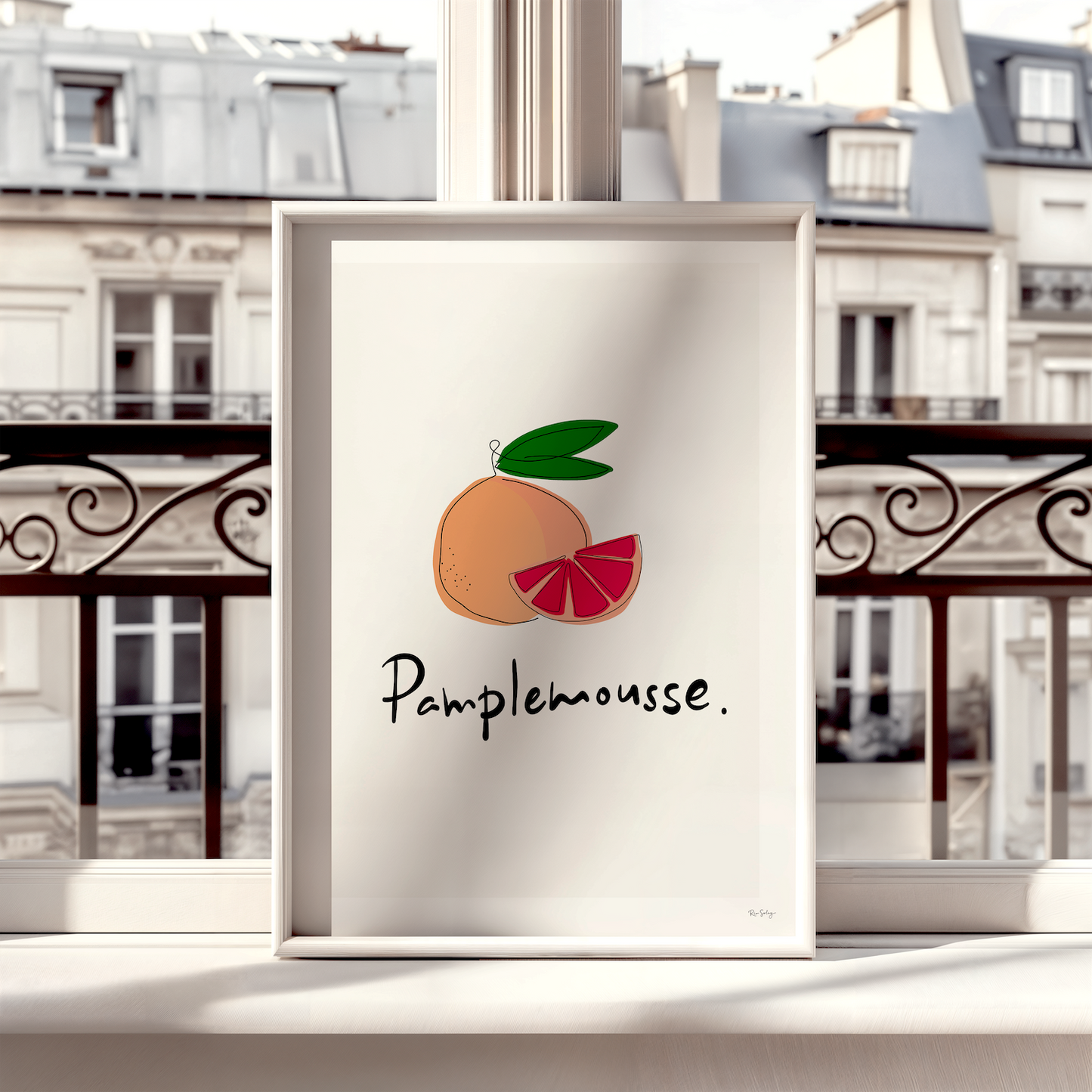 Pamplemousse – Estampe artistique de pamplemousse (Illustration de fruit française)