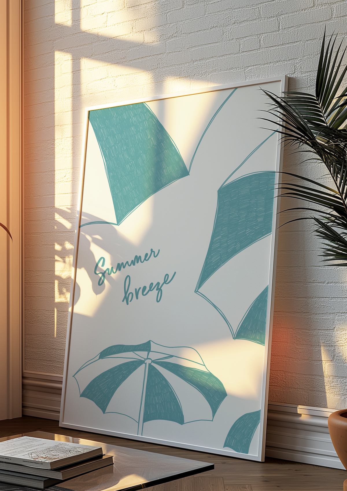 Beach Parasols Art Print (Turquoise)