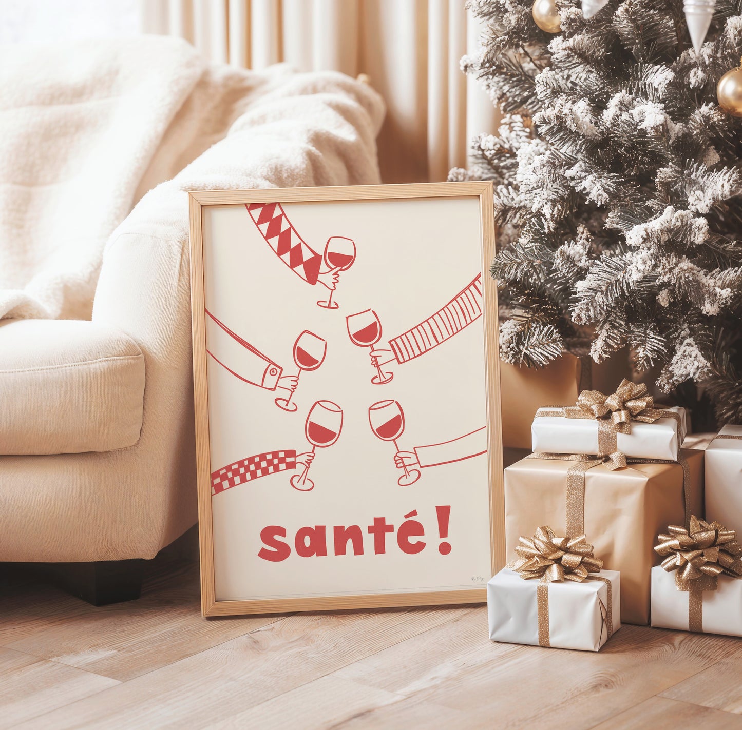 Sante! Festive Wine Art Print