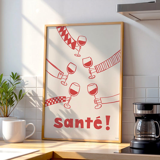 Sante! Festive Wine Art Print