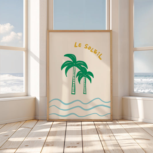 Le Soleil - French-Inspired Coastal Wall Art, Minimalist Summer Print