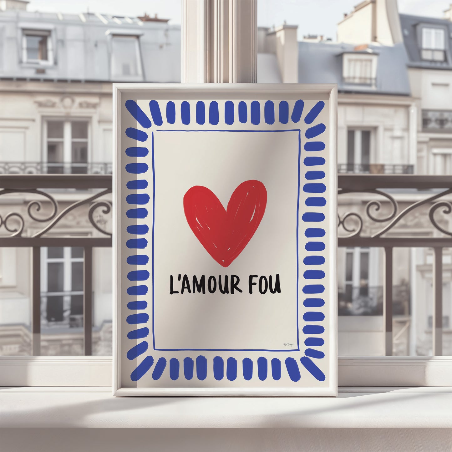 L’Amour Fou Art Print – Bold French-Inspired Heart Wall Art in Colourful Style