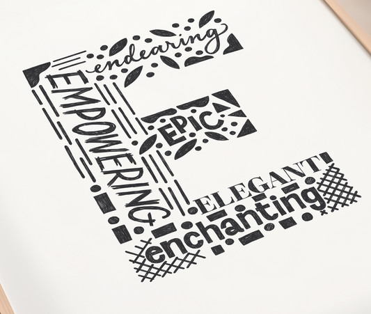 Letter E Initial Art Print – Typography Poster