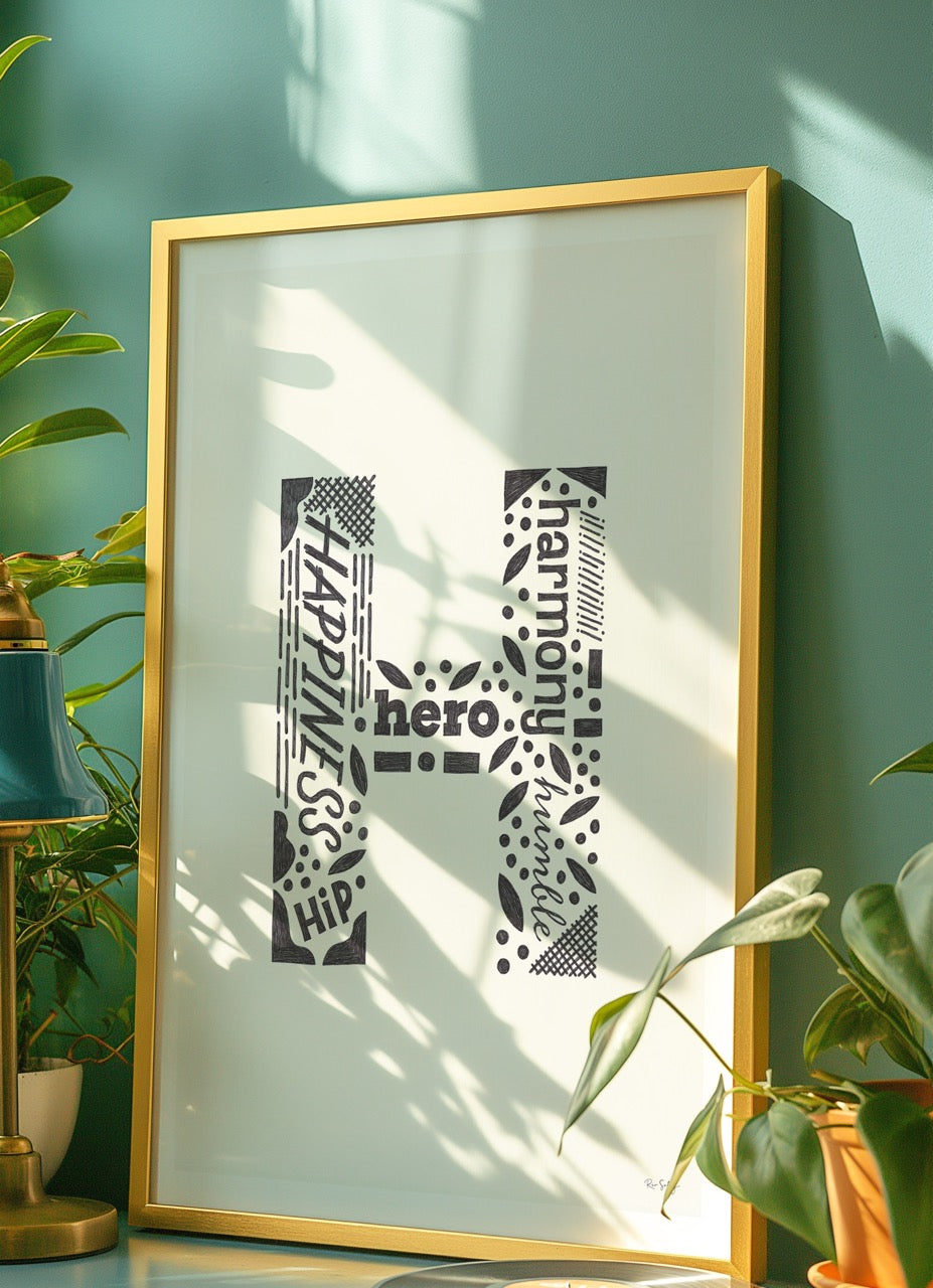 Letter H Initial Art Print – Typography Poster