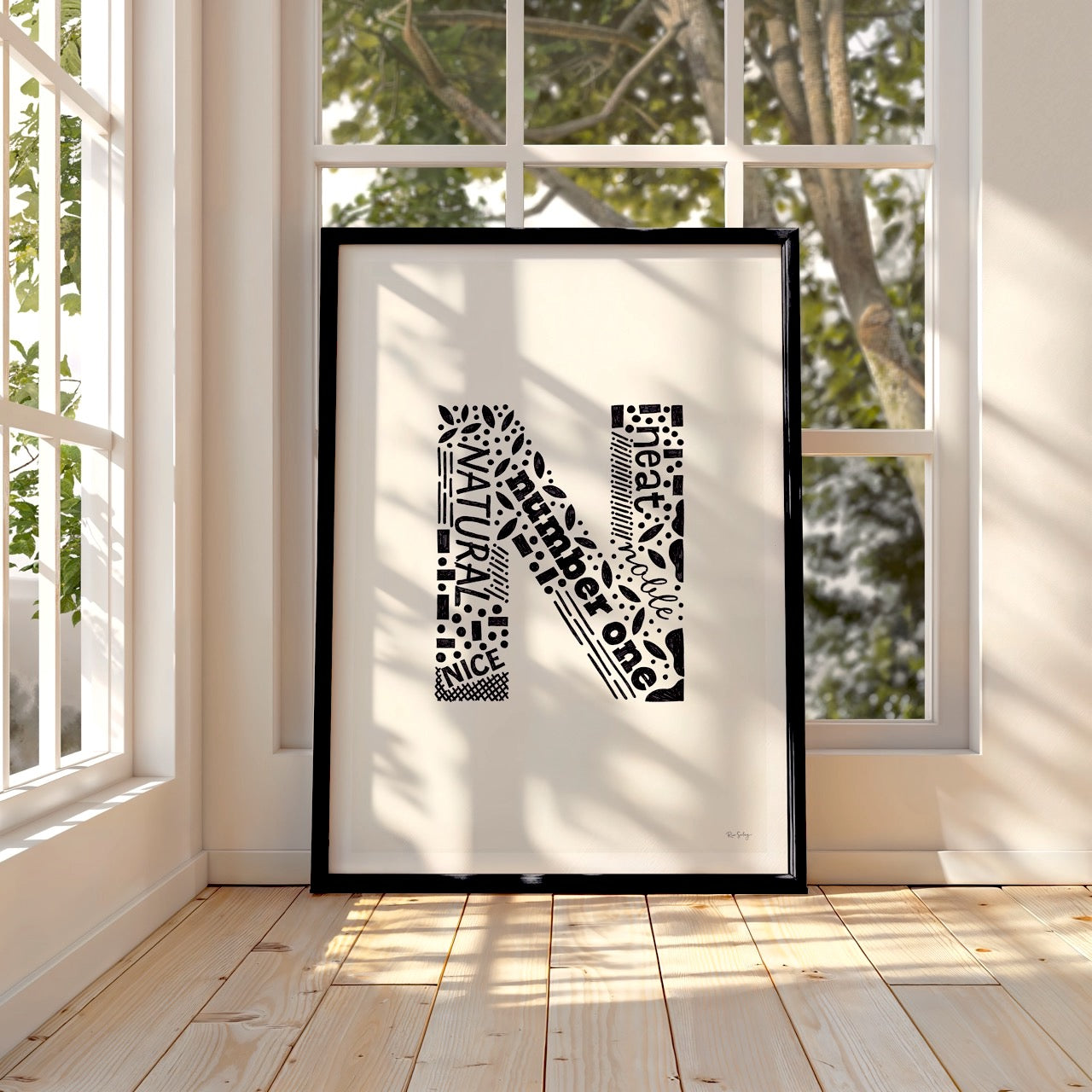 Affiche typographique avec l'initiale N