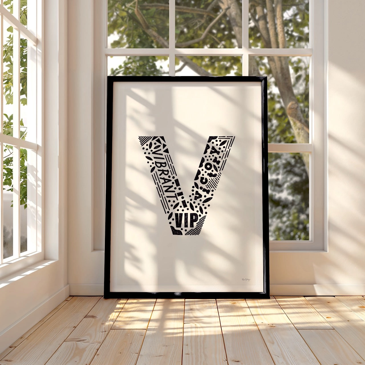 Affiche typographique avec initiale V