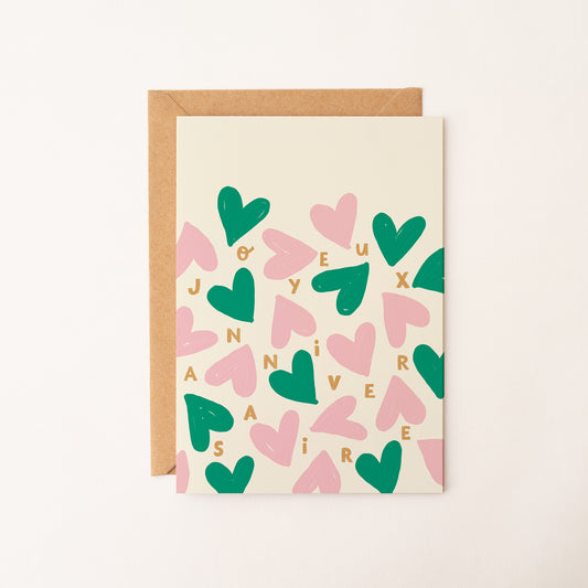 Carte anniversaire cœurs “Joyeux anniversaire”