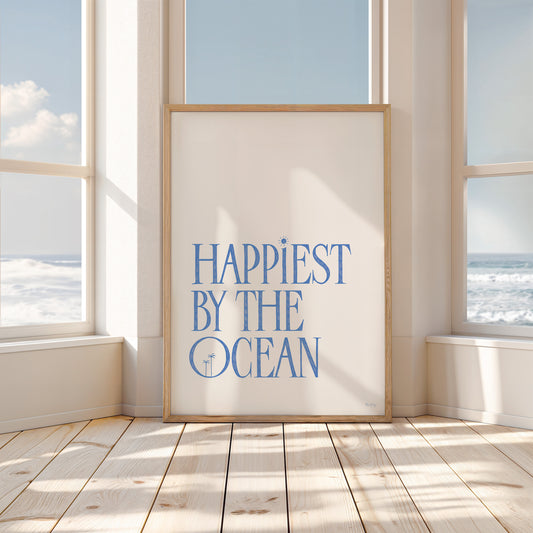 Happiest By the Ocean – Lettering Art Print