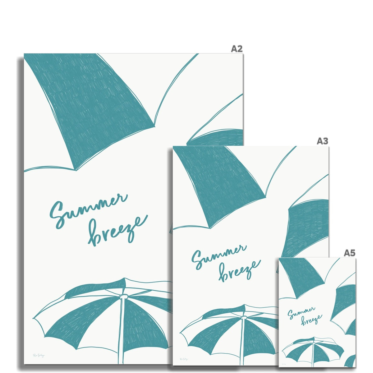 Beach Parasols Art Print (Turquoise)