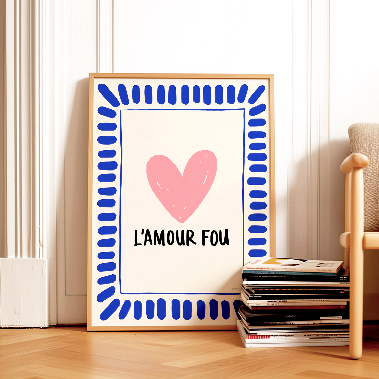 Affiche L'Amour Fou – Décoration murale en forme de cœur, d'inspiration française et aux couleurs vives