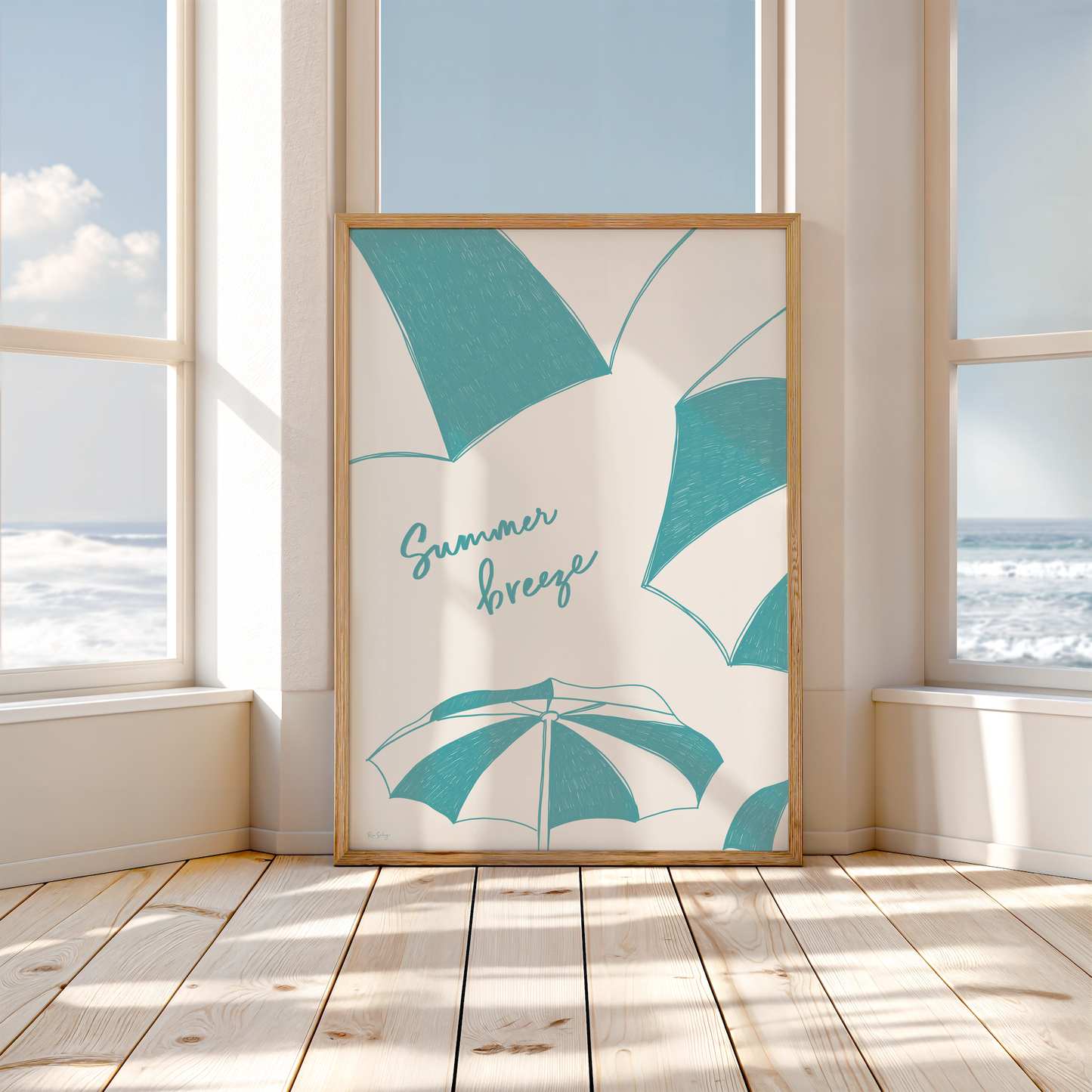 Affiche artistique Brise d'été – Parasols de plage