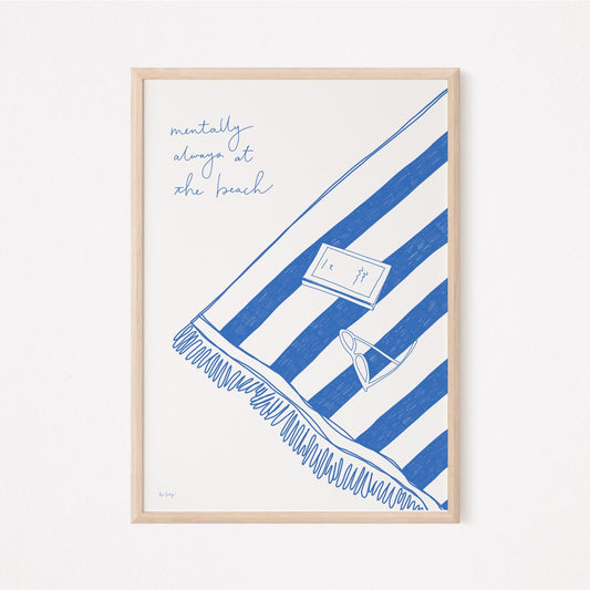 Beach Towel Art Print (Deep Blue)