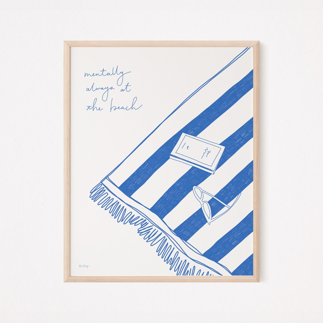 Beach Towel Art Print (Deep Blue)