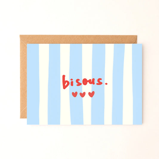 Carte "Bisous" - carte postale (bleu)