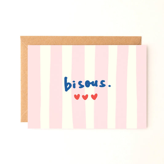 Carte de voeux "Bisous" - carte postale (rose/bleu)