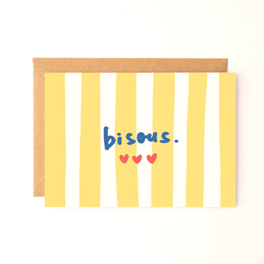 Carte "Bisous" - carte postale (jaune)