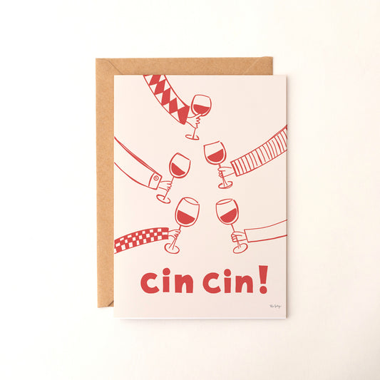 Carte de vœux “Cin cin !” – Illustration vin & célébration