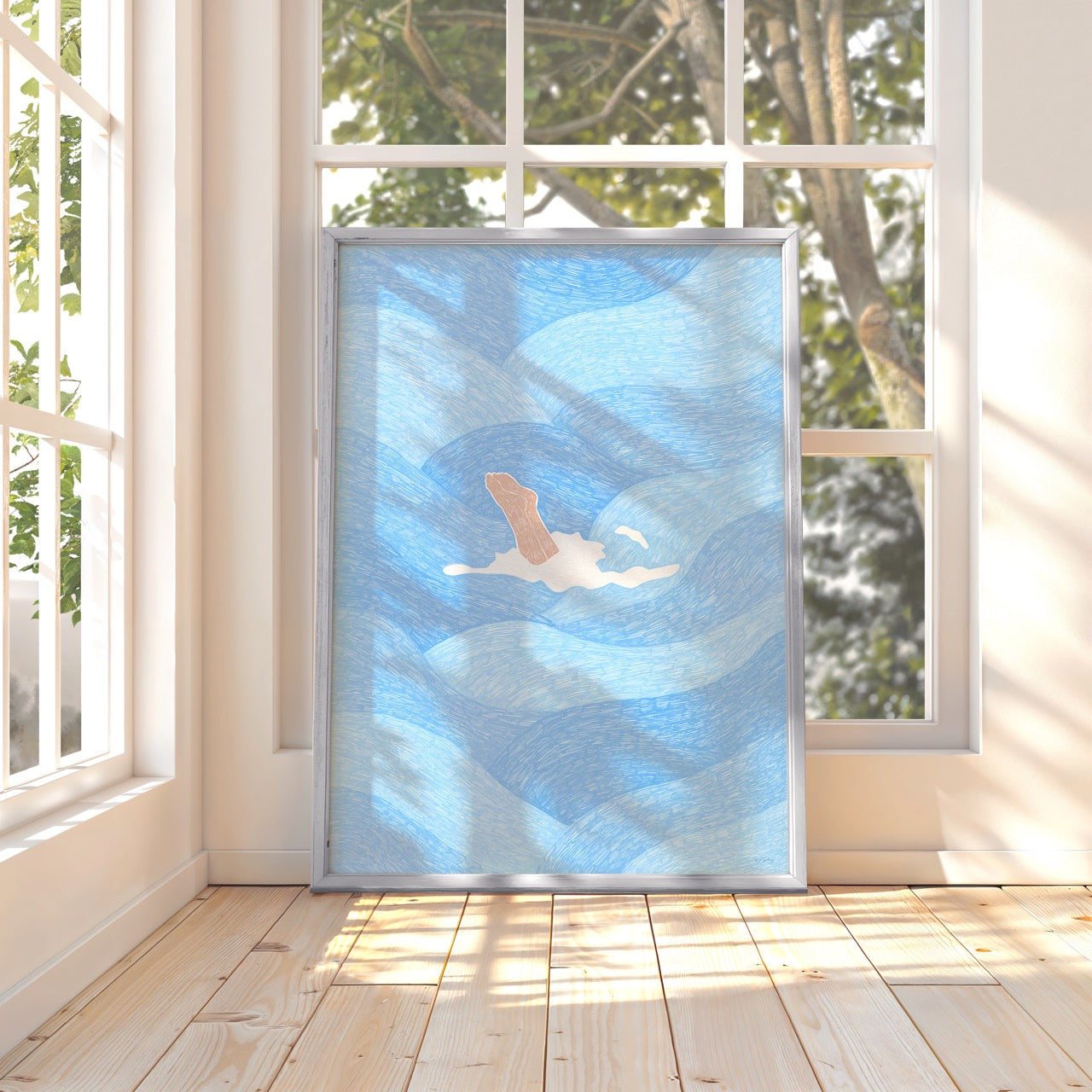 Diving into the Ocean Art Print (Blue)