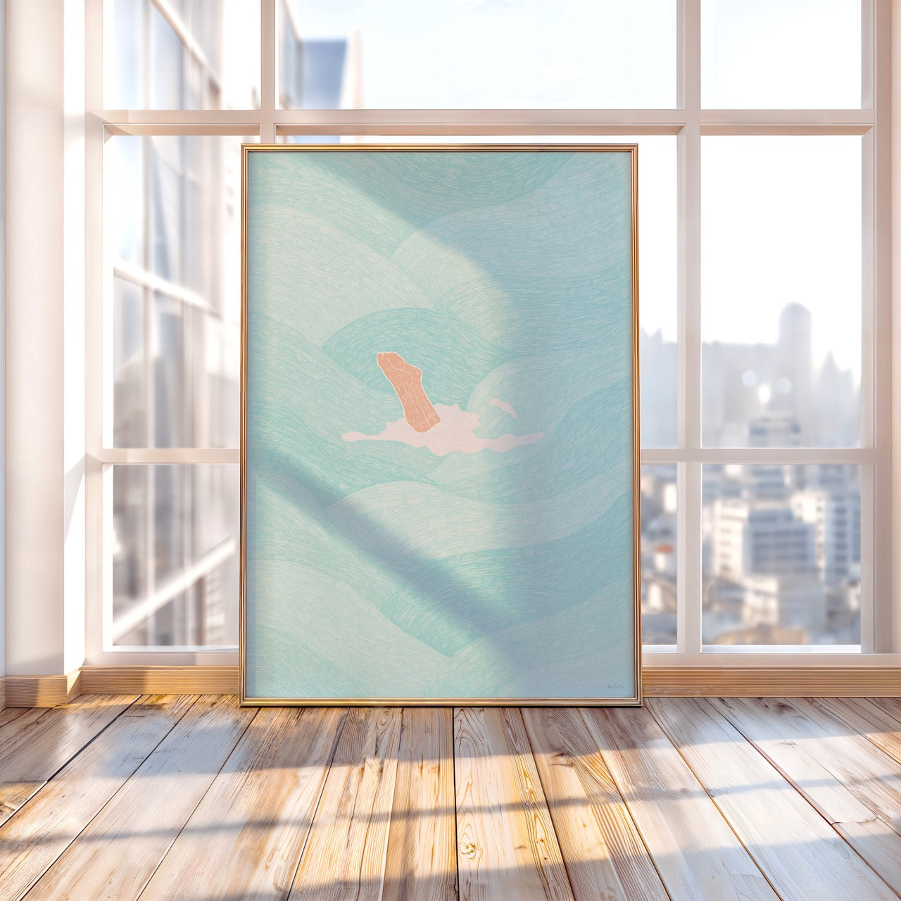 Diving into the Ocean Art Print (Light Turquoise)