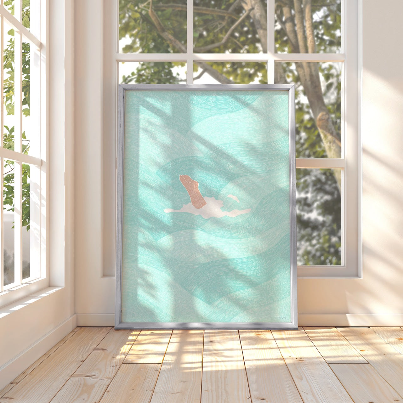 Diving into the Ocean Art Print (Light Turquoise)