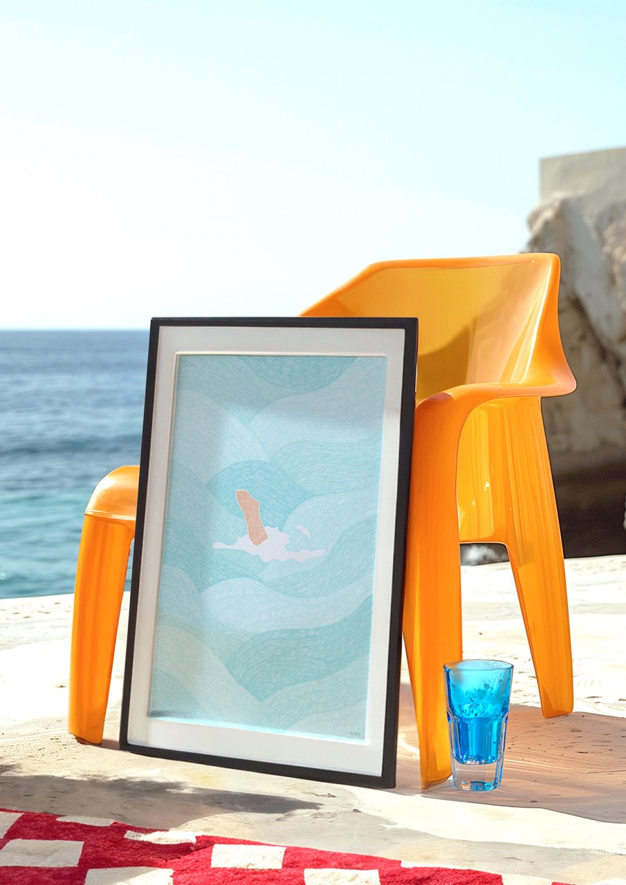 Diving into the Ocean Art Print (Light Turquoise)