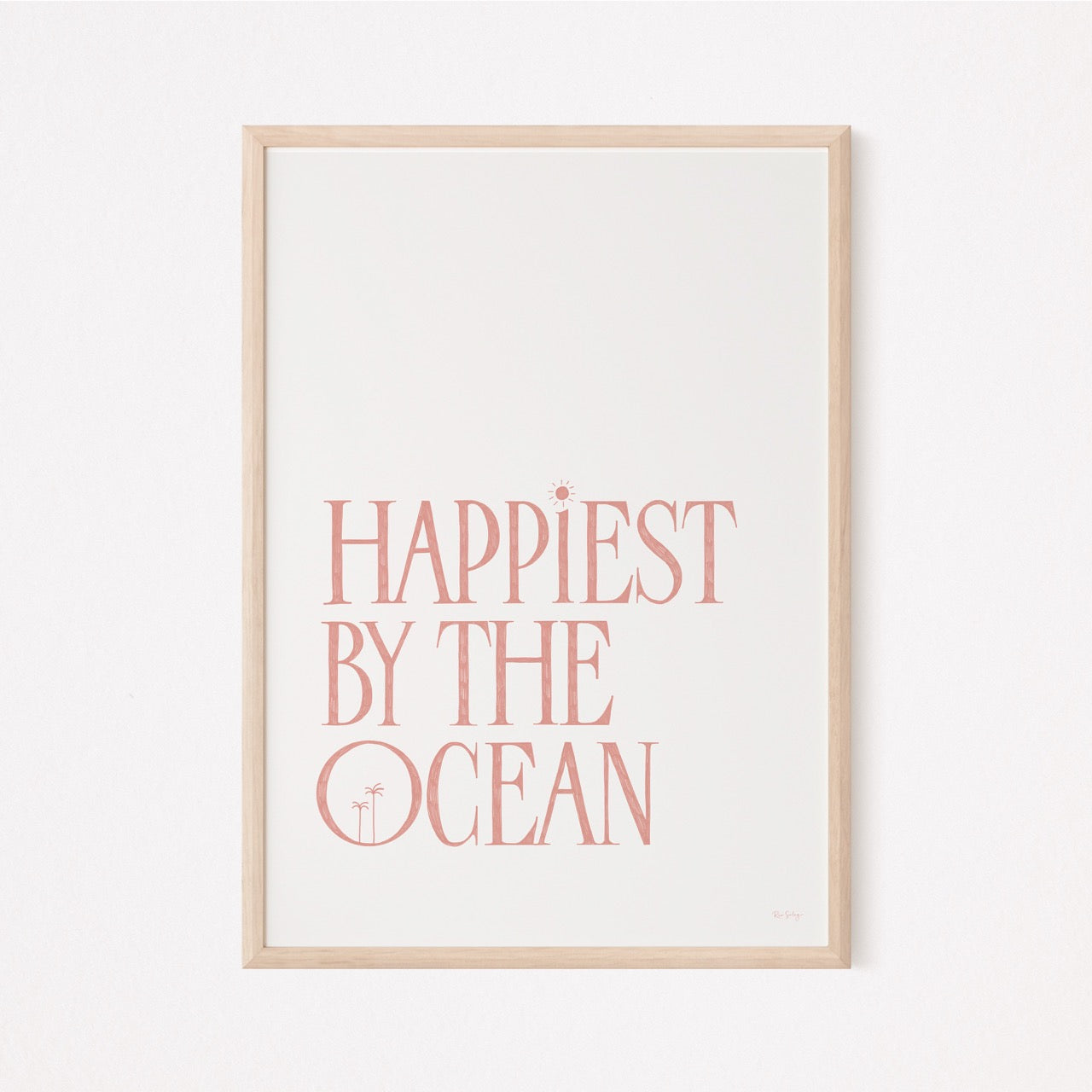 Happiest By The Ocean Art Print (Peach)