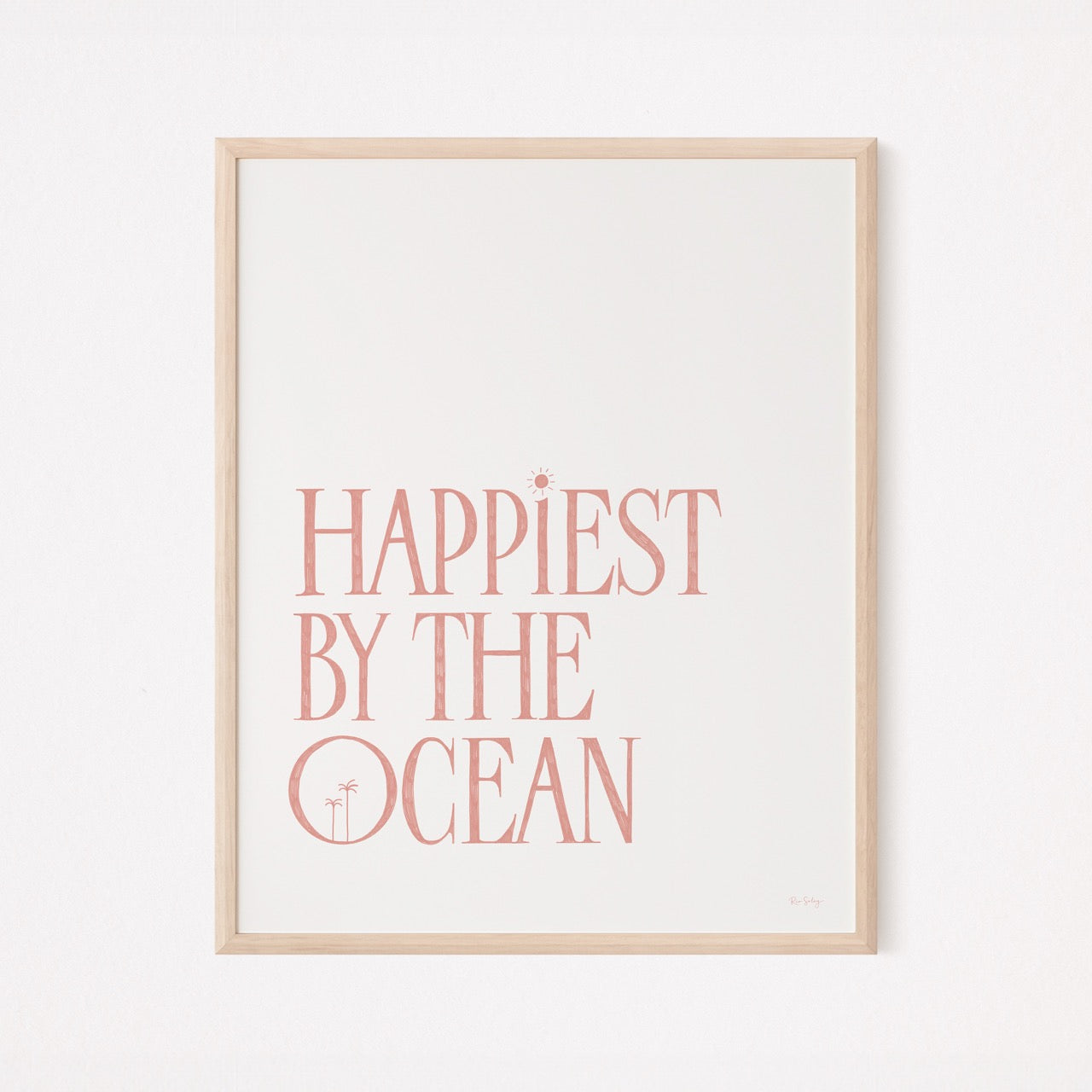 Happiest By The Ocean Art Print (Peach)