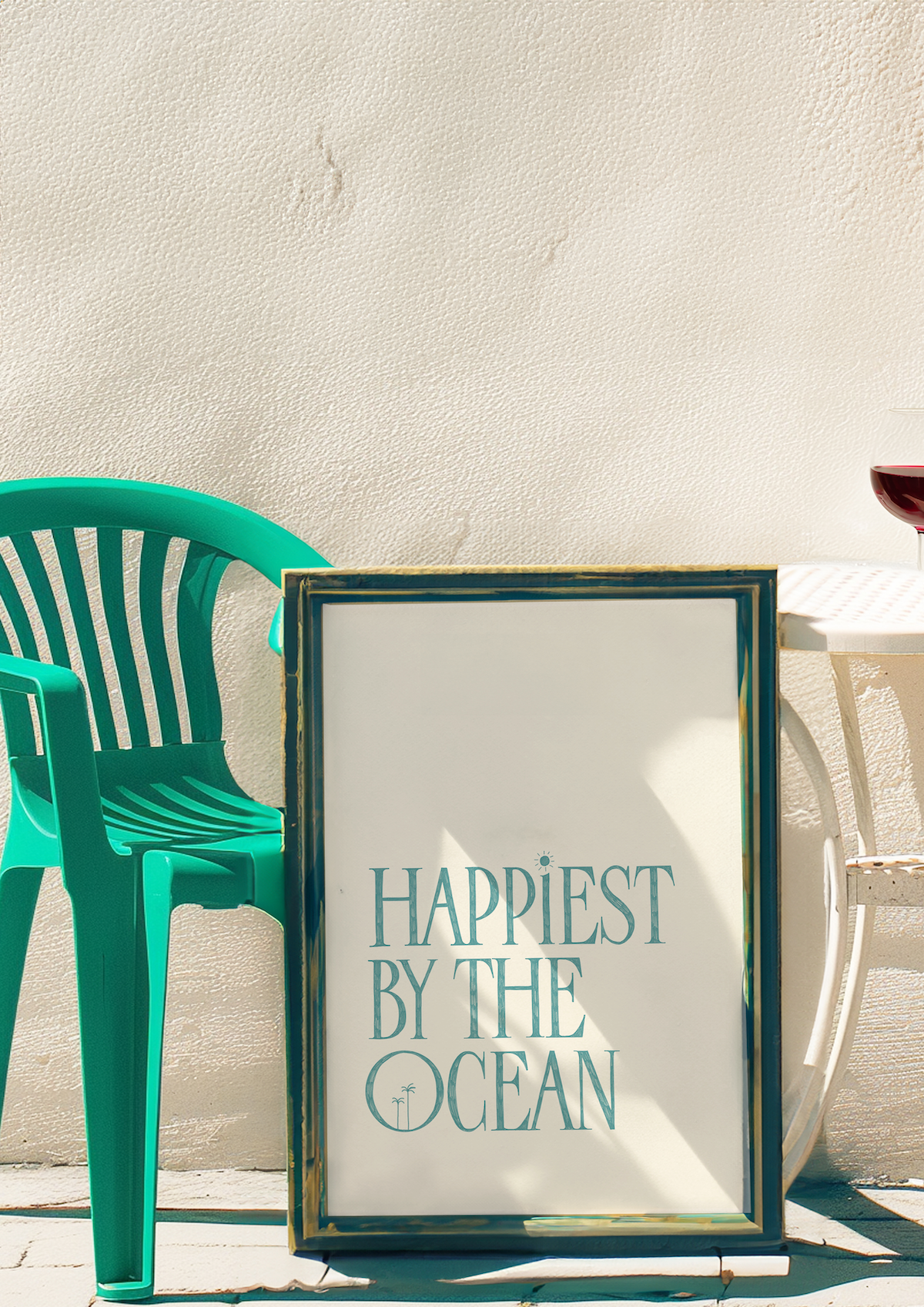 Happiest By The Ocean Art Print (Turquoise)