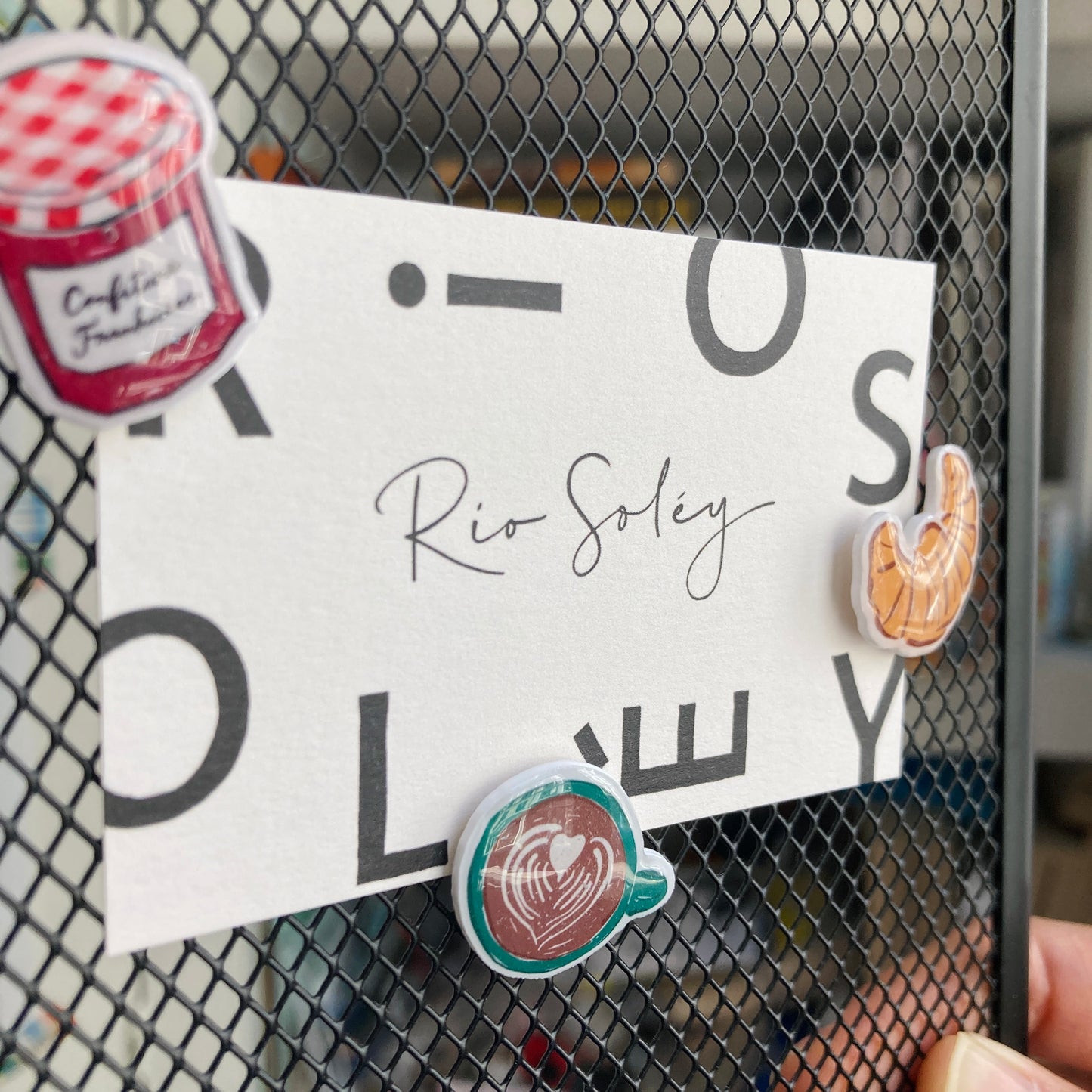 Handmade Mini Magnet Set - Matin Doux (Croissant, Coffee & Strawberry Jam)