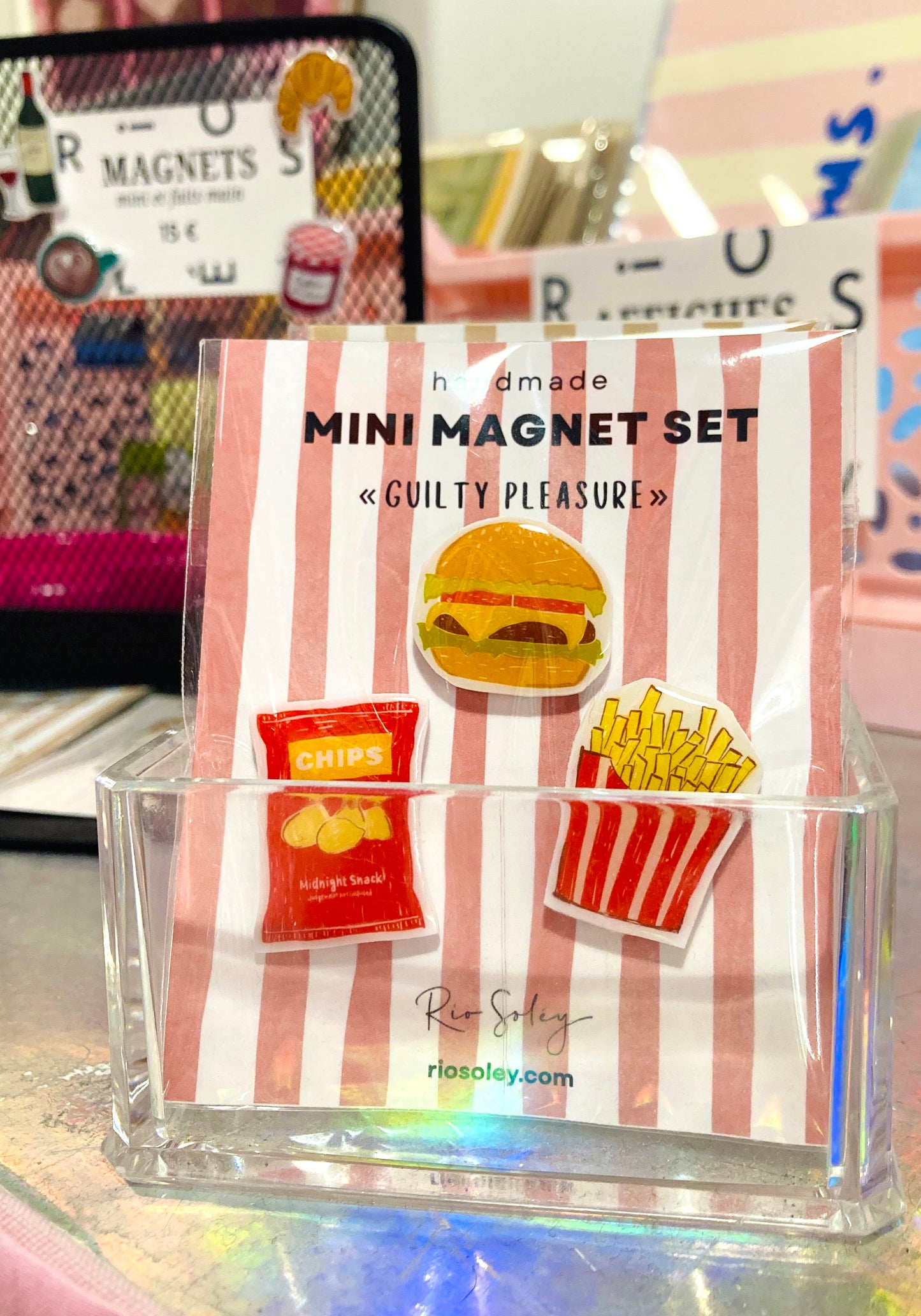 Handmade Mini Magnet Set – Guilty Pleasure (Crisps, Burger & Chips)