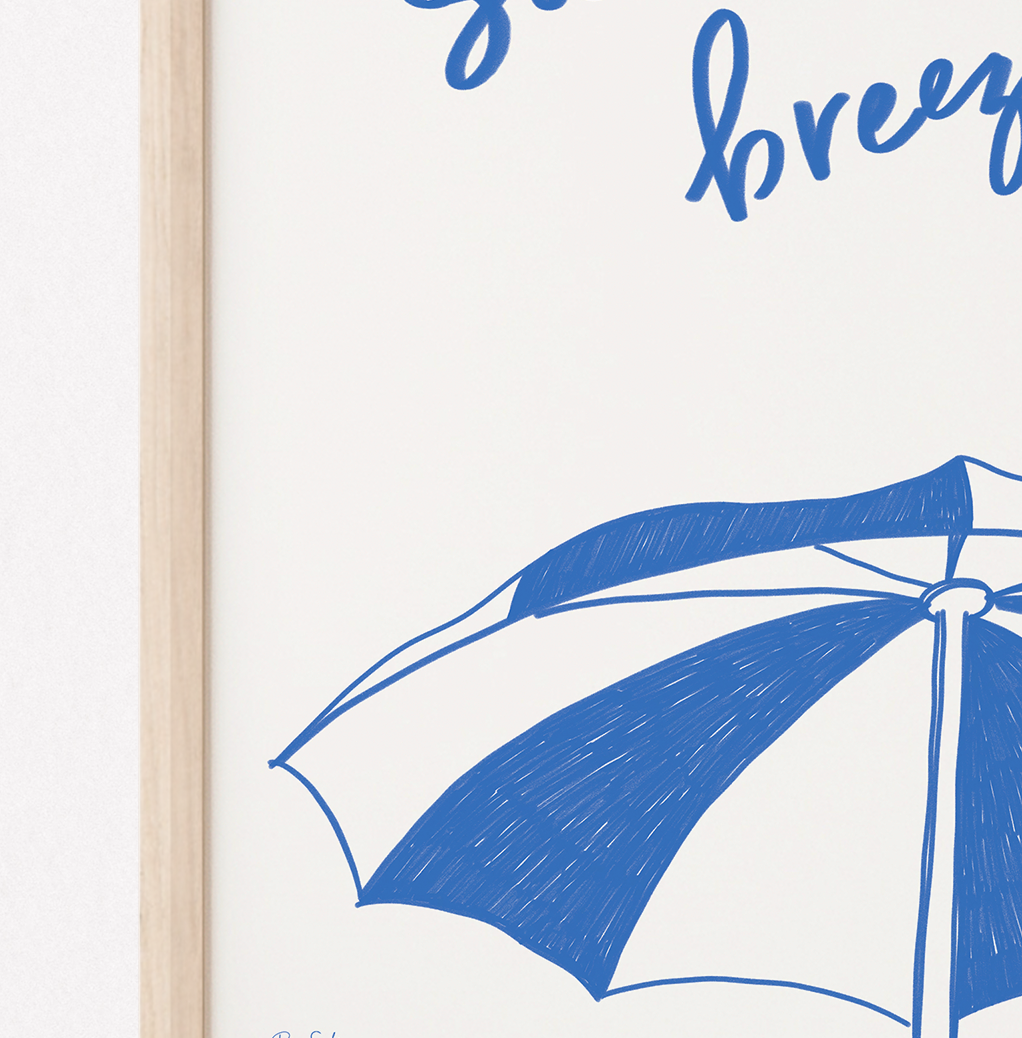 Beach Parasols Art Print (Deep Blue)