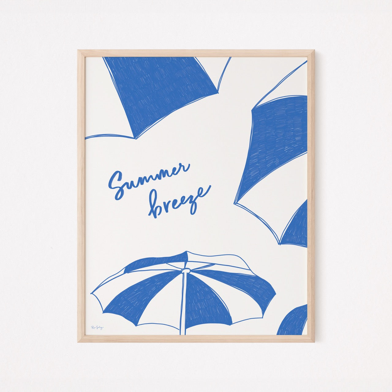 Beach Parasols Art Print (Deep Blue)