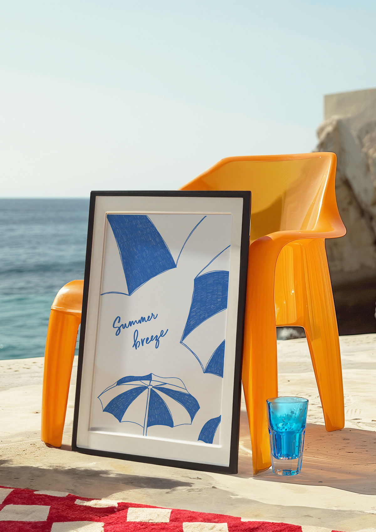 Beach Parasols Art Print (Deep Blue)