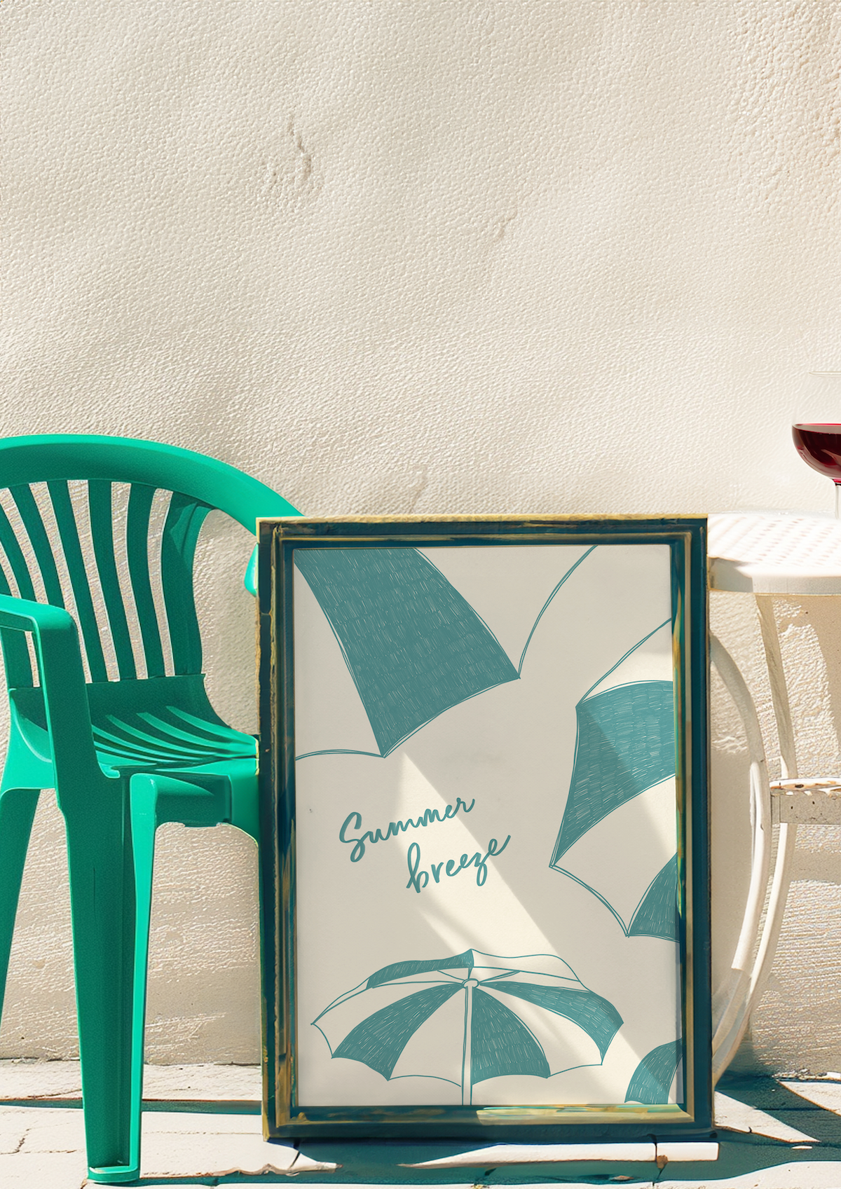 Beach Parasols Art Print (Turquoise)